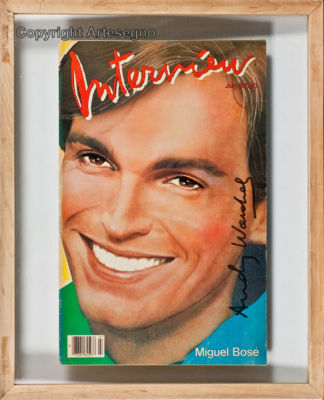 Andy Warhol (1928-1987) - Magazine 
cm 43x27 
1983 
Interview, Miguel Bos&eacute; Framed Signed bottom right