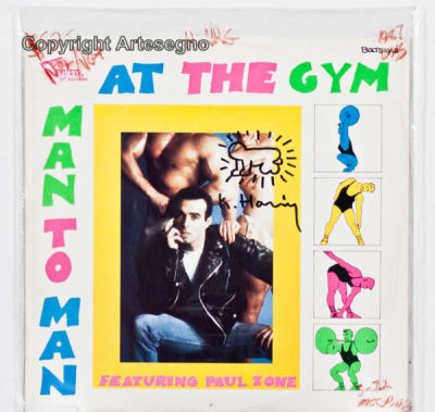 Keith Haring (1958-1990) - Vynil record with illustrated cover with hand made intervention. 
cm 
