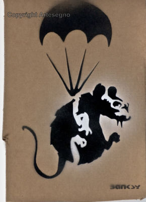 Banksy (1974) - Acrylic on cardboard, numbered 4/50 
cm 30x21 
2014 
Dismaland Unframed Signed on 