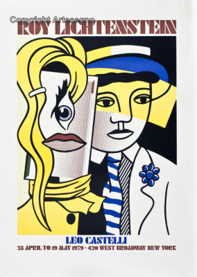Roy Lichtenstein (1923-1997) - Silkscreen on poster 
cm 91x65 
1979 
Senza titolo Unframed Signed 