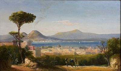 Artista di Scuola di Posillipo '800 Golfo di Napoli da Capodimonte, 1860/80ca... - Artista di 