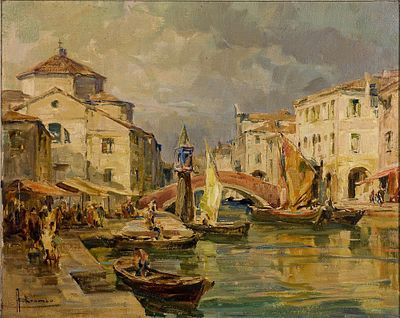 Angelo Brombo (1893-1962) Venezia Olio su tavola cm 40x50 Firma in basso a... - Angelo Brombo 