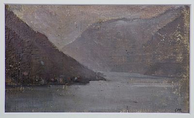 Pietro Annigoni (1910-1988) Lago di Como, 1970ca Olio su tavola cm 10x17... - Pietro Annigoni 