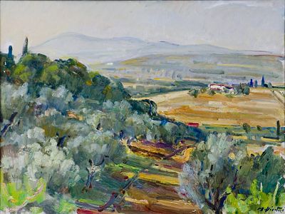 Mario Disertori (1895-1980) Paesaggio senese con Monte Amiata, 1970 Olio su... - Mario Disertori 