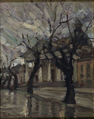 Lino Bianchi Barriviera (1906-1985) Senza titolo, 1928 Olio su tavola, fronte... - Lino Bianchi 