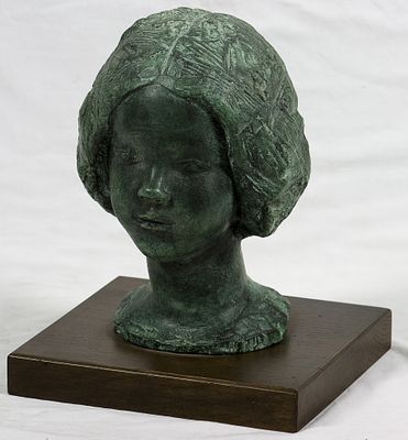Carlo Conte (1898-1966) Testa di fanciulla Scultura in bronzo cm 30x25x23... - Carlo Conte 