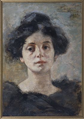 Pompeo Mariani (1857-1927) Ritratto della moglie (Marcellina Caronni), 1903... - Pompeo Mariani 