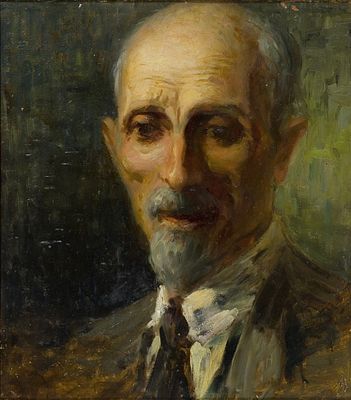 Alessandro Milesi (1856-1945) Autoritratto, 1927 Olio su cartone cm 37x33... - Alessandro Milesi 