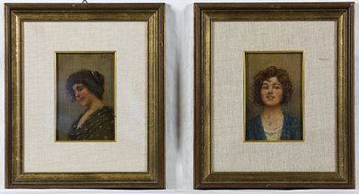 Luigi Pastega (1858-1927) Senza titolo Lotto unico di 2 olii su tavola. cm... - Luigi Pastega 