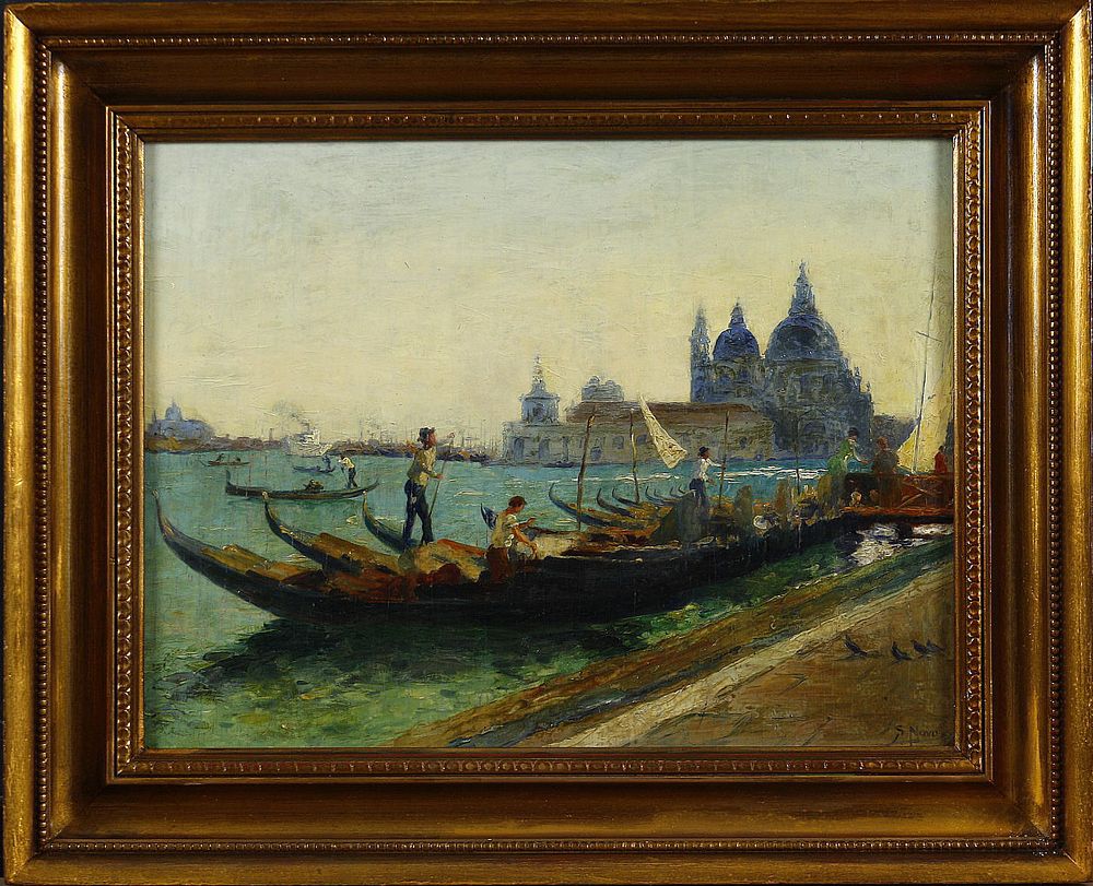 Stefano Novo (1862-1927) Scorcio Veneziano Olio su tavola cm 30x40 Firma in... - Stefano Novo 