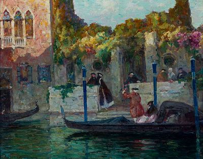 Eugenio Bonivento (1880-1956) Senza titolo (Venezia) Olio su tavola cm 35x43... - Eugenio 