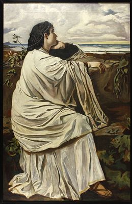 Anselm Feuerbach (ambito, scuola) (1829-1880) Iphigenie Olio su tela cm 129x81 - Anselm Feuerbach 