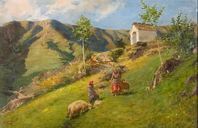 Luigi Napoleone Grady (1860-1949) Paesaggio montano Olio su tela cm 45x70... - Luigi Napoleone 