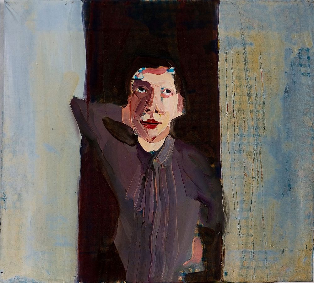 Chantal Joffe (1969) Boy in a doorway, 2006 Olio su tela (tessuto) cm. 46x50... - Chantal Joffe 