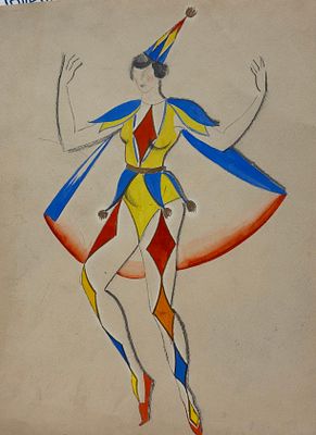 Графика - "Цирковой костюм" 1930-ые г.г. Н/Х из собрания А. и А. Заволокиных . Эскиз "Цирковой 