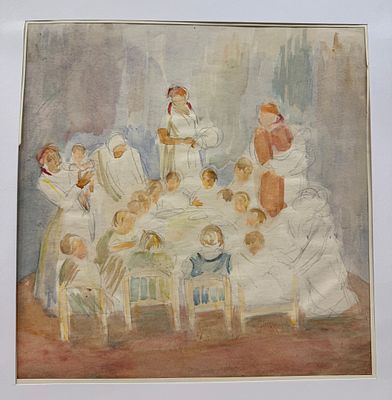 Малаев Федор - графика "Детский сад" 1930-ые г.г. Из собрания А. и А. Заволокиных . Бумага 