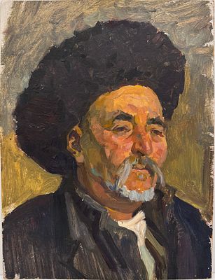 Богачев Пётр Никифорович - "Портрет аксакала" 1960-ые г.г. Картон, масло. Картон , масло. 