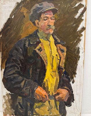 Богачев Пётр Никифорович - "Портрет мужчины в куртке и Женщины " 1960-ые г.г. Картон, масло. Кар 