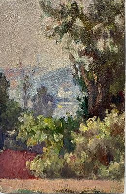 Мещеряков Пётр Тихонович - "Летний лес" 1938г. фанера, живопись. . Фанера, живопись. 
Размер : 