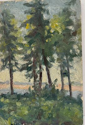 Мещеряков Пётр Тимофеевич - живопись "Лесная поляна" 1938 г. Фанера, масло. . Фанера, живопись. 
