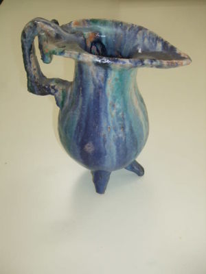 פנחס אברמוביץ - Pinchas Abramovich (1909-1986 - Blue Vase . H. 28 cm, unique hand painted ceramic.