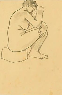 שלום סבא-Shalom SEBBA, Shalom Siegfried (1897-1975 - רישום עיפרון, 21- 25 ס"מ, לא חתום, מאוסף 