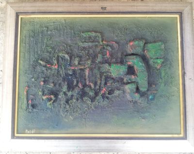 ישראל פלדי - Israel Paldi (1892-1979) - מופשט, שנות ה-60. שמן על בד, 1960 בקירוב. 57X47 ס"מ. ממוסגר 
