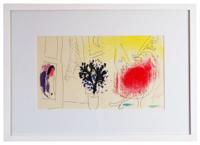 MARC CHAGALL - The Red Rooster, 1957 
Lithograph 
23.5 &times; 39.4 Lithograph printed on Arches 