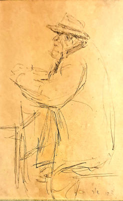 צבי שור - זקן יהודי. רישום בעט, 22X88 ס"מ, ממוסגר במסגרת איכותית עבודת יד. 
מקור: אוסף הצייר יששכר 