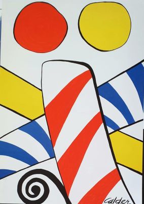 אלכסנדר קלדר-ALEXANDER CALDER - קומפוזיציה. הדפס ליטוגרפי , חתום בפלטה, ממוספר בעיפרון מתוך מהדורה 