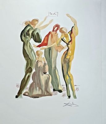 סלבדור דאלי-Salvador Dal&iacute; - ארבע נשים. הדפס ליטוגרפי , חתום בפלטה, ממוספר בעיפרון מתוך מהדורה של 