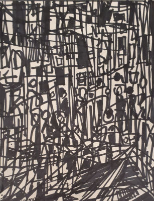 לוטן - רישום דיו, 20 -X18 ס"מ, חתום. 
יונה לוטן נולד בליטא, עלה עם משפחתו לתל אביב בשנת 1936. 