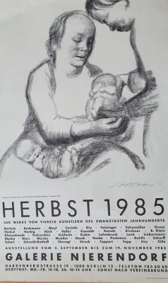 קטה קולביץ -K&auml;the Kollwitz - פלקט. תערוכה בברלין, 70X50 ס"מ. חתום בפלטה. 
K&auml;the Kollwitz (German 