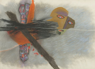 לובן יוסף- LOVEN JOSEPH-1925-1992 - יצור. פסטל' , חתום, 78x57 ס"מ. 
יוסף לובן, צייר, נולד בארגנטינה 