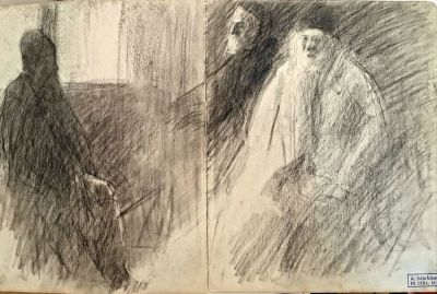 ארתור מרקוביץ, 1872-1934-Artur Markowicz - drawing, 1907. Artur Markowicz was a Jewish realist 