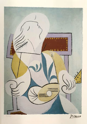 פאבלו פיקאסו PABLO PICASSO - אישה. הדפס ליטוגרפי , חתום בפלטה, ממוספר בעיפרון מתוך מהדורה של 500 