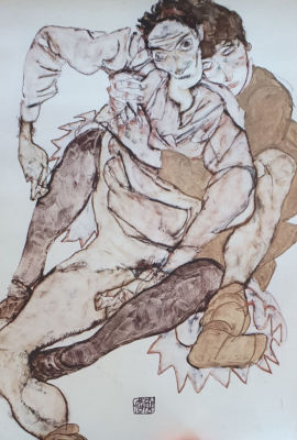 אגון שילה -EGON SCHIELE - דמויות חבוקות. הדפס אופסט על פי ציורו הידוע של האמן, 1915,- 33X42 ס"מ. 