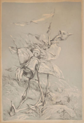 שמואל בק - SAMUEL BAK - ציפורים סוריאליסטיות. ליטוגרפיה חתומה וממוספרת בעיפרון 75/150, 65X46 ס"מ.