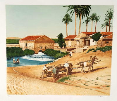 רחל טימור - Rachel Timor (1944) - שבע תחנות. ליטוגרפיה חתומה וממוספרת בעיפרון 70X50 ס"מ