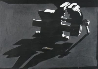 בני אפרת 1936 - כלי עבודה. טכניקה מעורבת שמן על קרטון 70X100 ס"מ. חתום וממוסגר