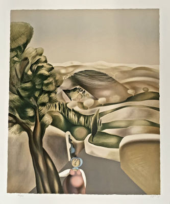 נפתלי בזם - נוף ודמויות. ליטוגרפיה חתומה בעיפרון וממוספרת מתוך 75 עותקים, 50X70 ס"מ . ליטוגרפיה 