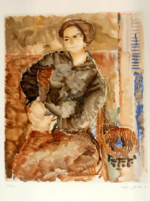 אביגדור סטמצקי - אשת האמן, 1924. ליטוגרפיה, חתומה בעיפרון וממוספרת מתוך 150 עותקים, מתוארכת 1924. 