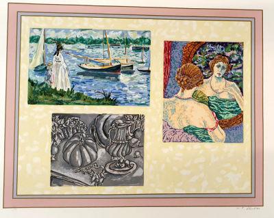 מאיר פיצחדזה (2010 - 1955) - מחווה לאימפרסיוניזם, שנות ה-70 
הדפס משי גדול מאד 92X71 ס"מ, חתום 