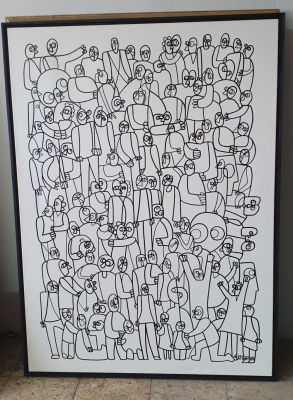 אנדרי חליפוב- ANDRE HALIPOV - ציור בקו אחד. מסיבה שמחה, ציור בקו אחד על בד , 150X100 ס"מ, חתום 
