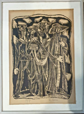 מרסל ינקן MARCEL JANCO - חיילים במלחמת השחרור , שנות ה-50. ליטוגרפיה. חתומה בפלטה , וכן חתומה 