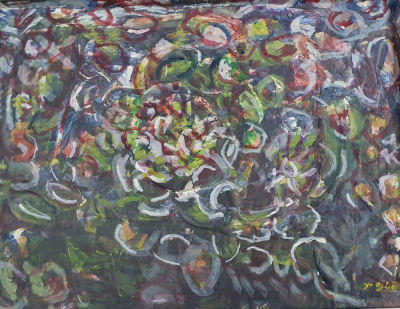 פנינה ייני - צמחיה. שמן על פנל, חתום 56X45 ס"מ. ממוסגר 
פנינה ייני (פסיה), ציירת. נולדה ברוסיה 