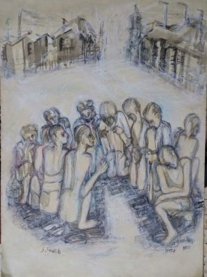 SHIMON BALISKY 1912-2001(Polish/Israeli) - Holocaust , Concentration Camp, 1945 
Year 1945 
