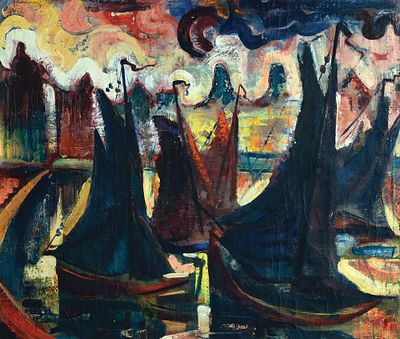 Johann Margaretha Gutlich (1920-2000) - Boats, . Oil on canvas 70x81 cm. Signed. 
Provenance: 