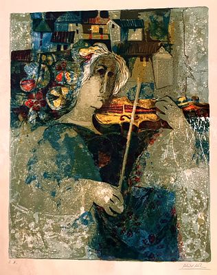 ALVAR - נגנית. ליטוגרפיה , חתומה וממוספרת 50X60 ס"מ.