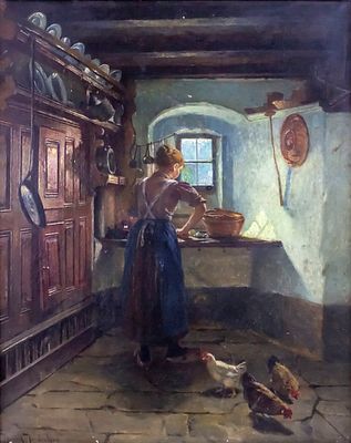 Henrik NORDENBERG (1857-1928)Swedish - Woman in an Interior. Oil/canvas 
Original artwork 
